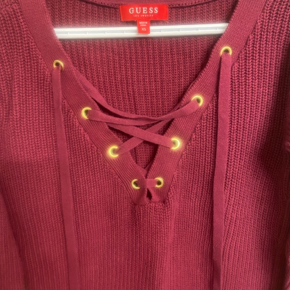 SALE Guess Lace Up Detail Sweater - Picture 3 of 4